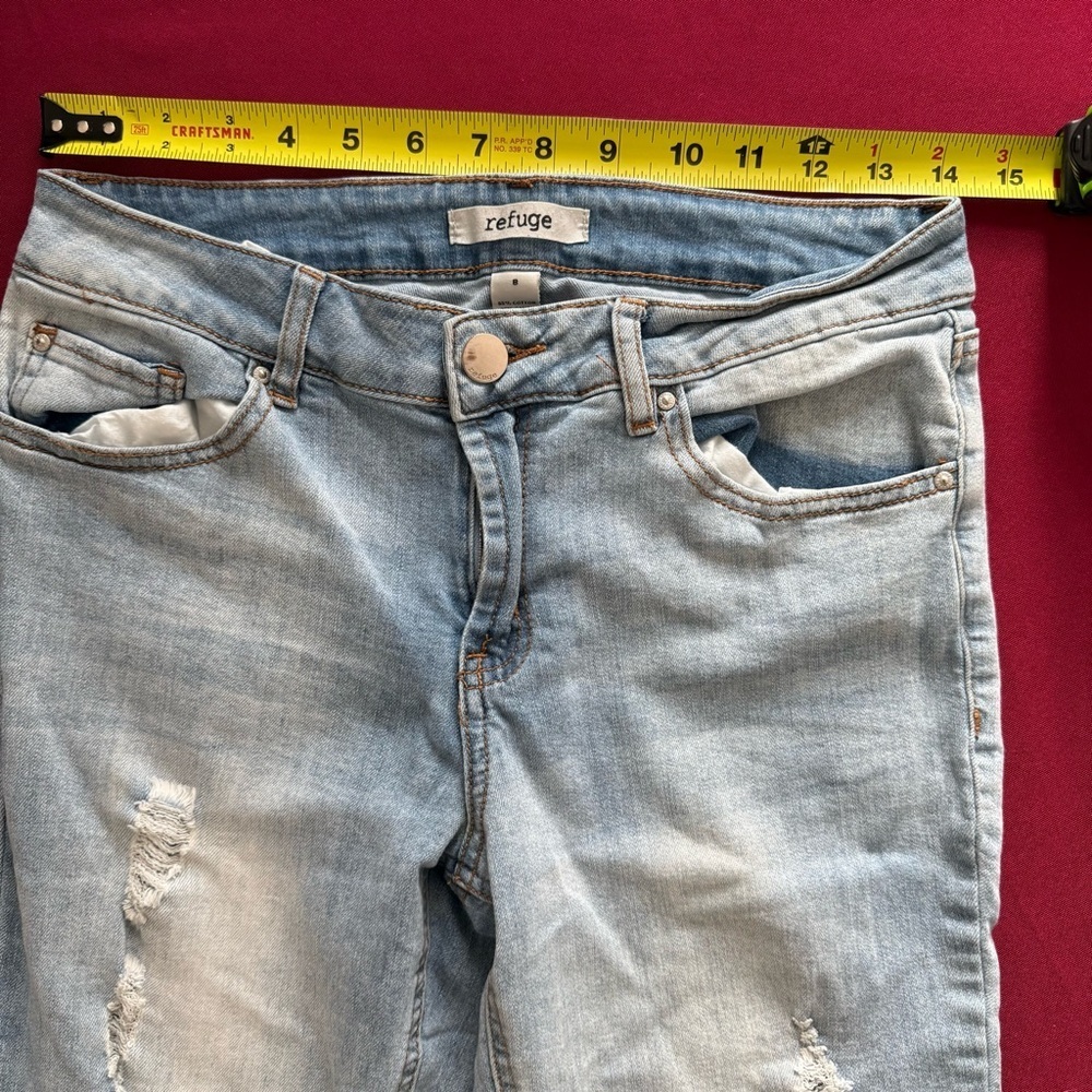 Refuge Women's Distressed Skinny Light Wash Denim High-rise Stretch Jeans 8 EUC - Picture 7 of 10